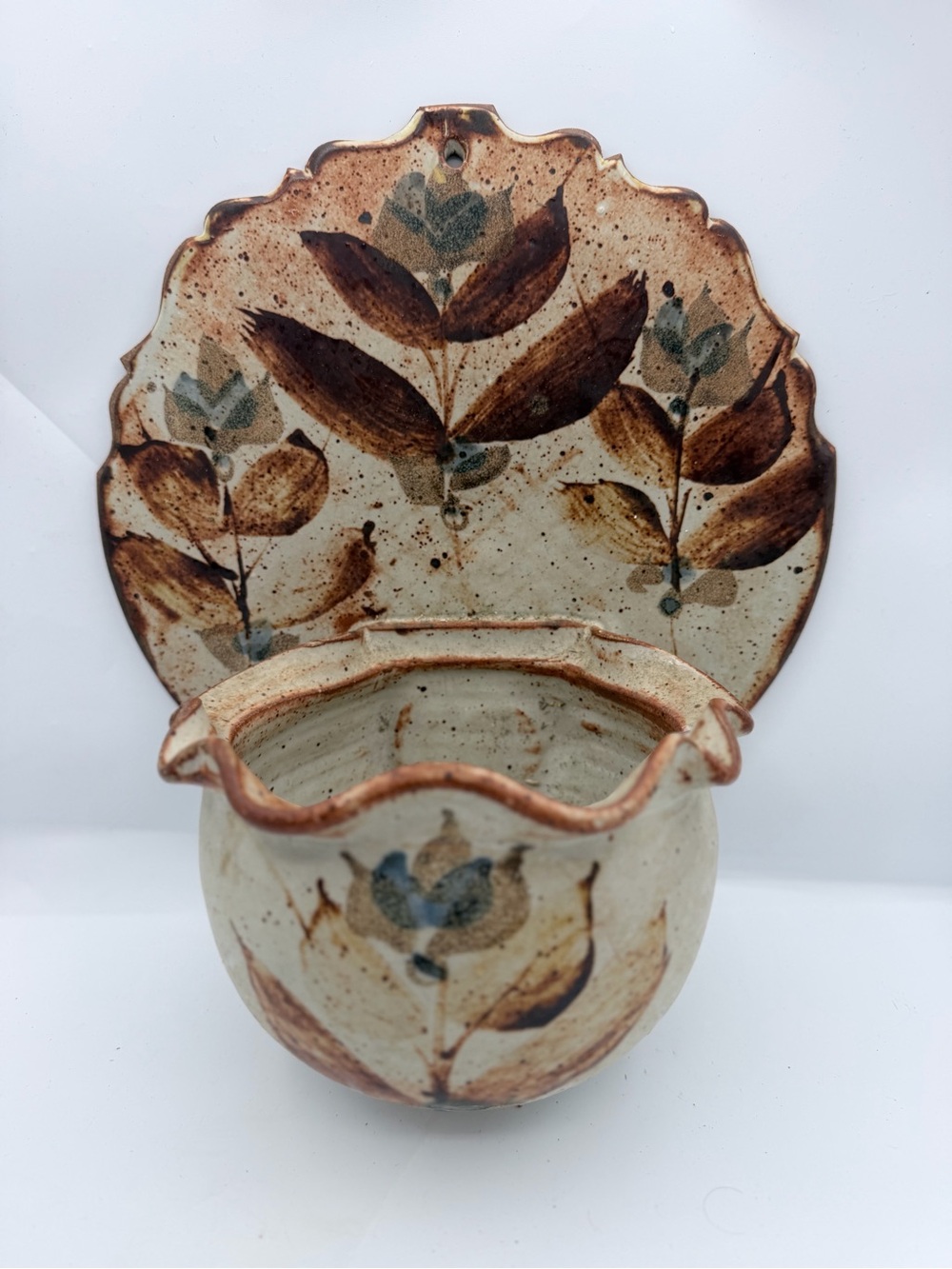 David Batz Studio Art Pottery Planter Wall Hanger 15.5 inches